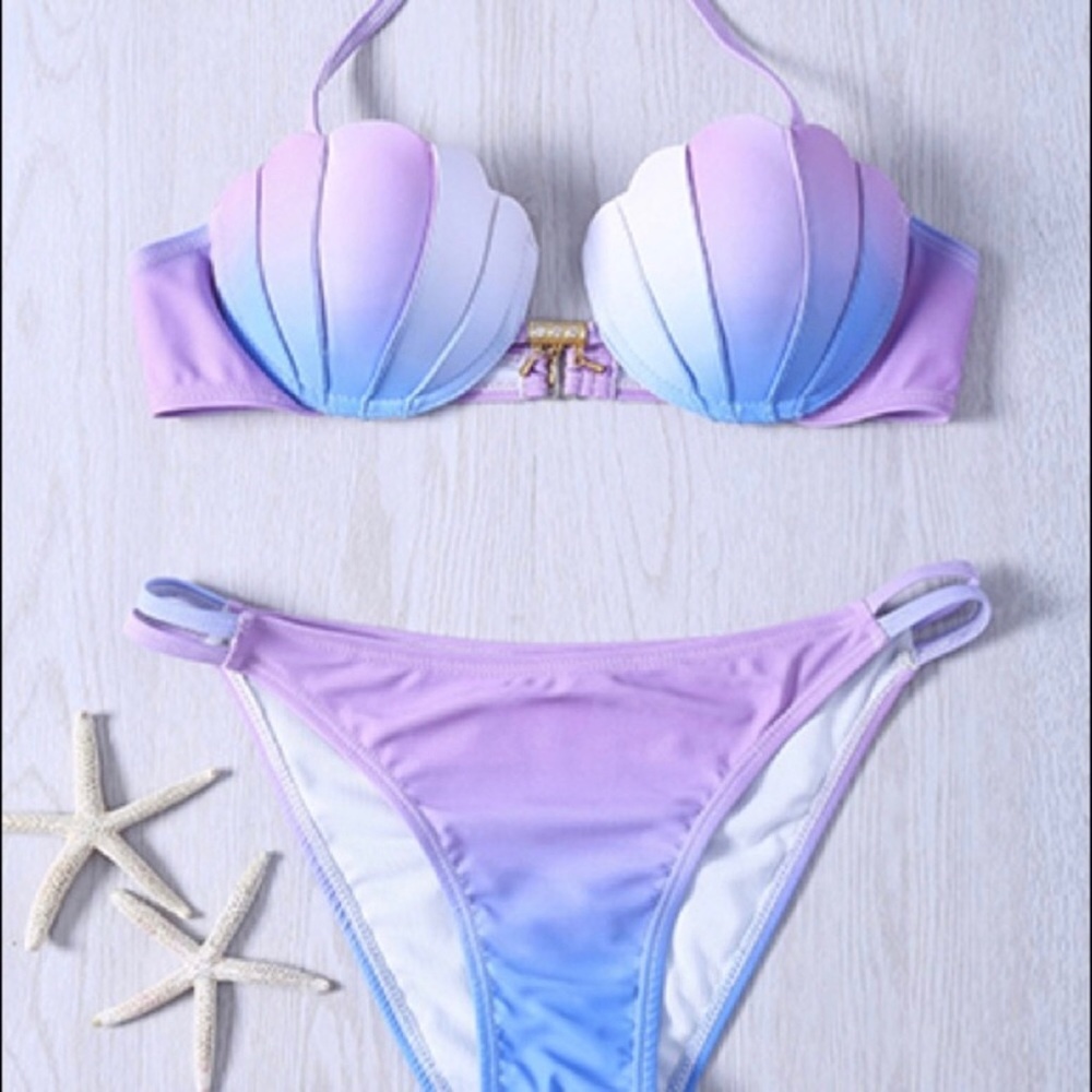 💕🐬Happy Mermaid Pink Blue She'll Swimsuit - Picture 2 of 7